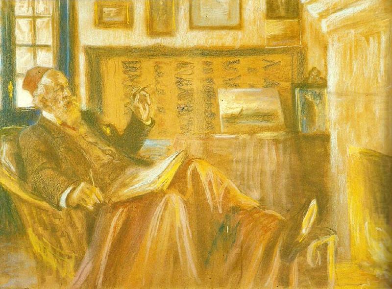 Peter Severin Kroyer ved kaminilden, portrat af holger drachmann china oil painting image